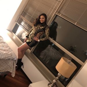 AKIRA black and gold dress